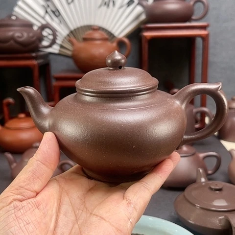 紫砂茶壶花*酒紫砂一厂老紫泥