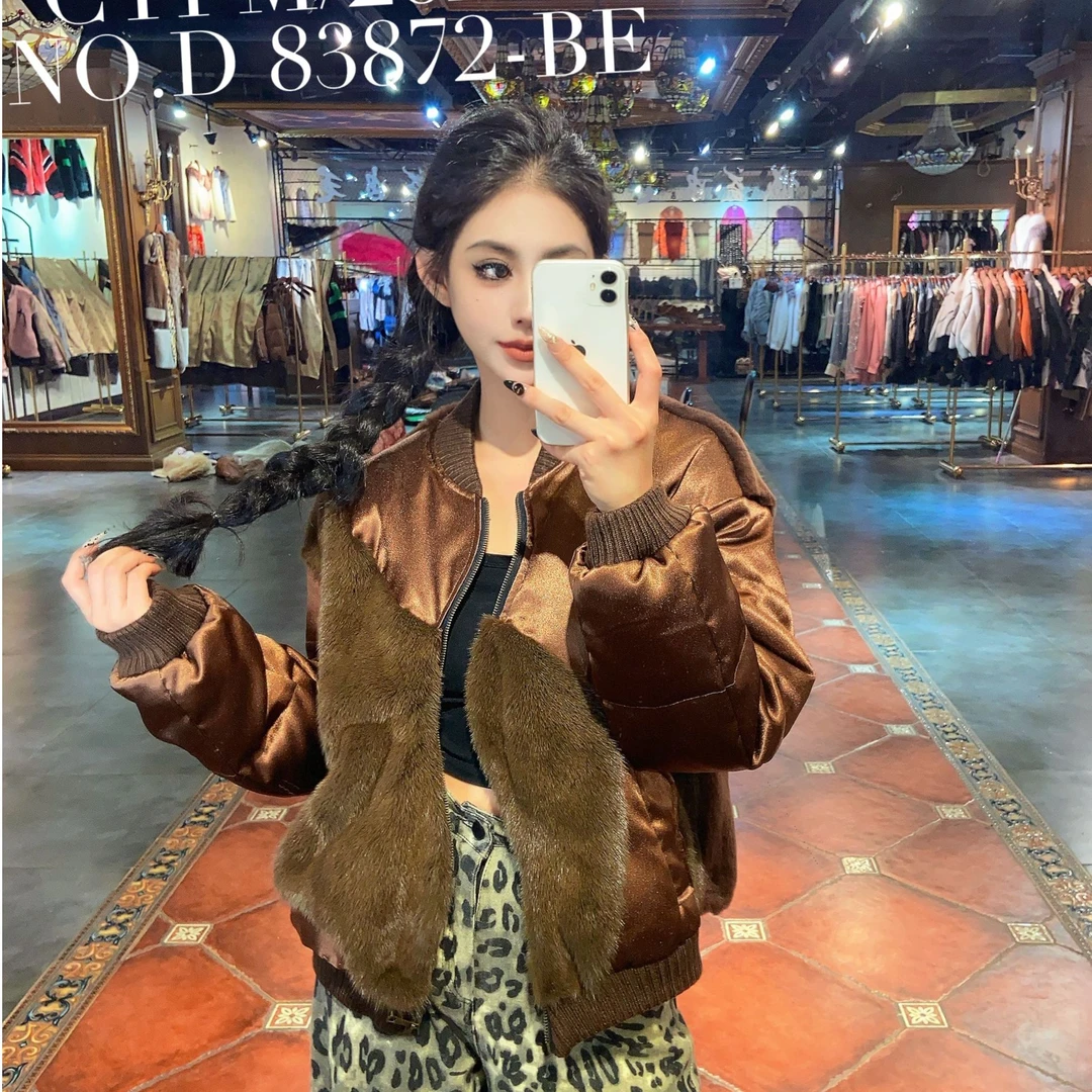 【CY】 83872-BE 2024设计师定制款水貂鹅绒皮毛一体外套