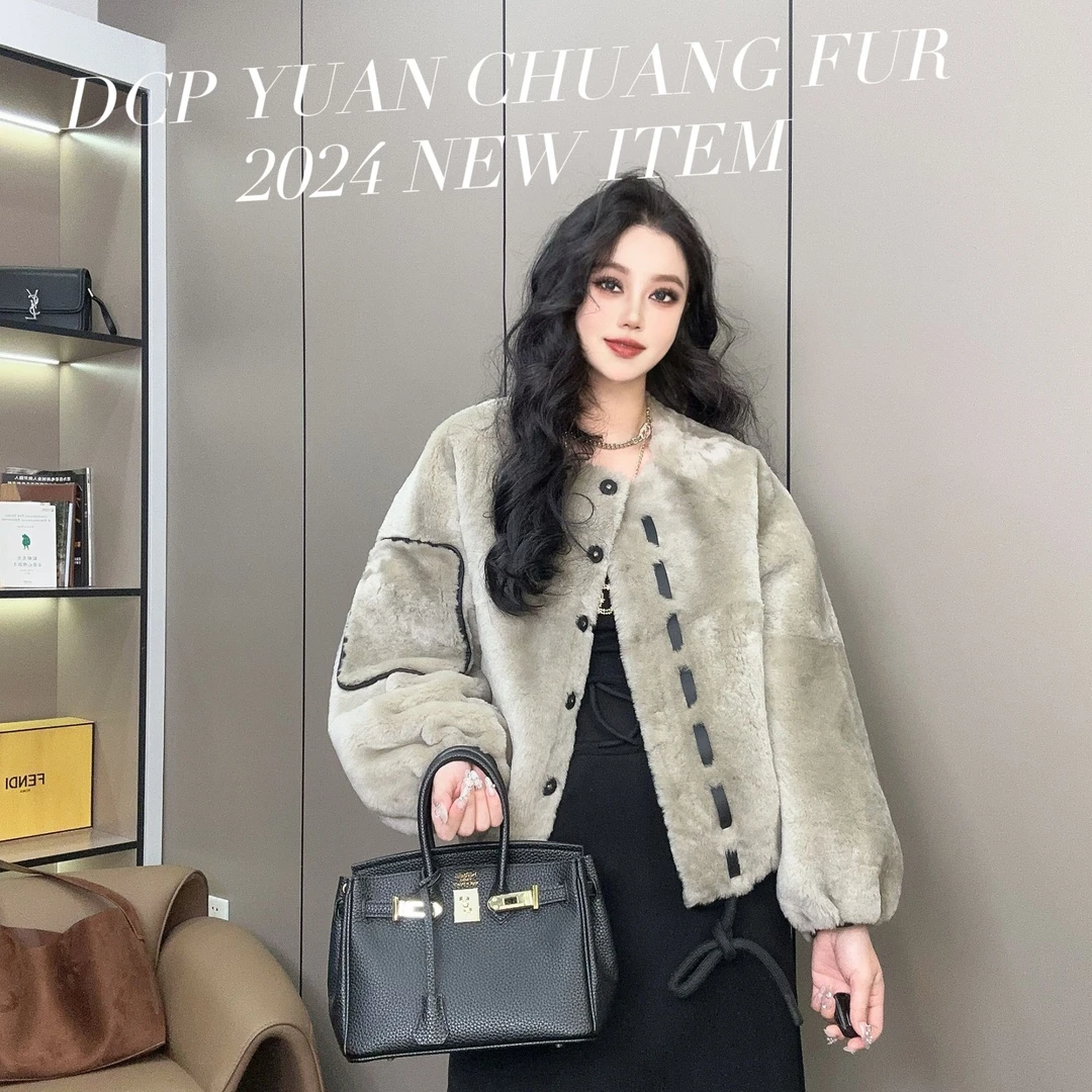 【CY】83933 2024新款时尚设计师皮毛一体外套