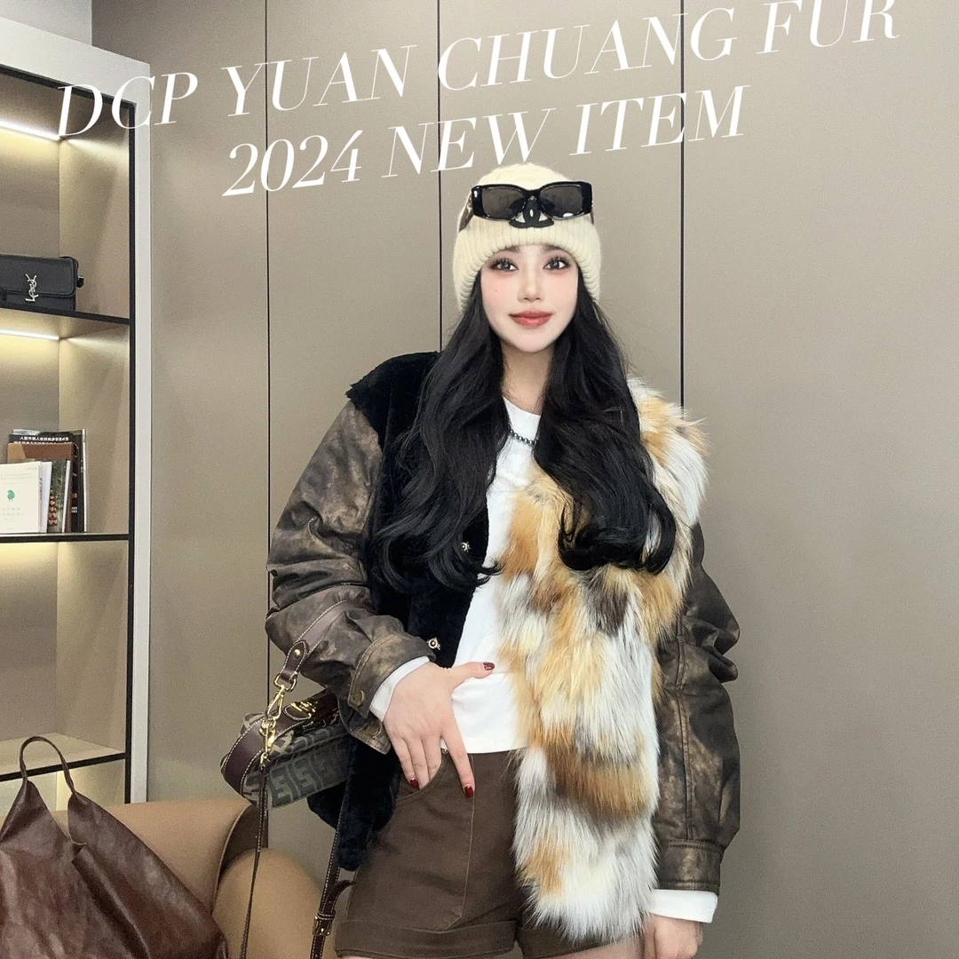 【CY】83910-E 2024新款小众皮毛一体狐狸毛鹅绒服