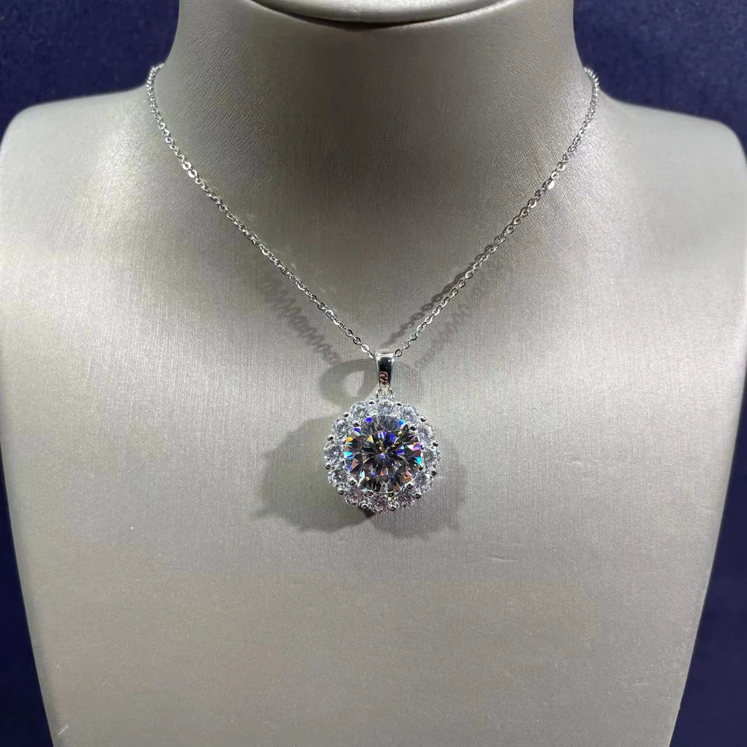 带包装 天花板满天星5克拉5ct吊坠项链.F