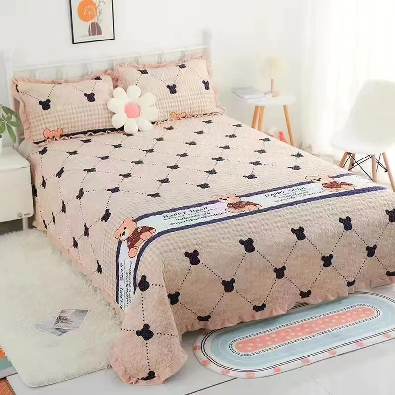 【1.5米——2.5米/2.3米】牛奶绒花边床盖多尺寸