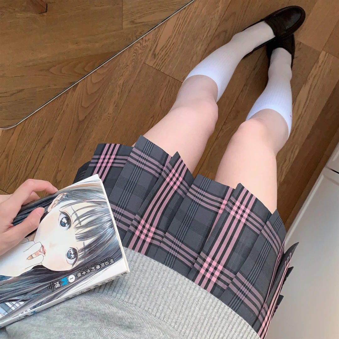 崎也原创jk【漫曲】校供显白制服短裙辣妹日系半身裙格裙百褶裙女