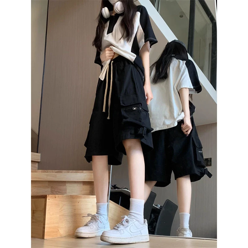 过膝6六分短裤男女夏季款外穿美式速干工装短裤休闲运动5五分中裤