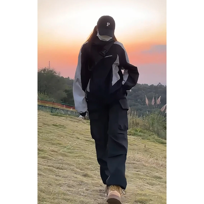 【赵思家同款冲锋夹克冲锋裤】男女同款多口袋工装户外徒步登山裤