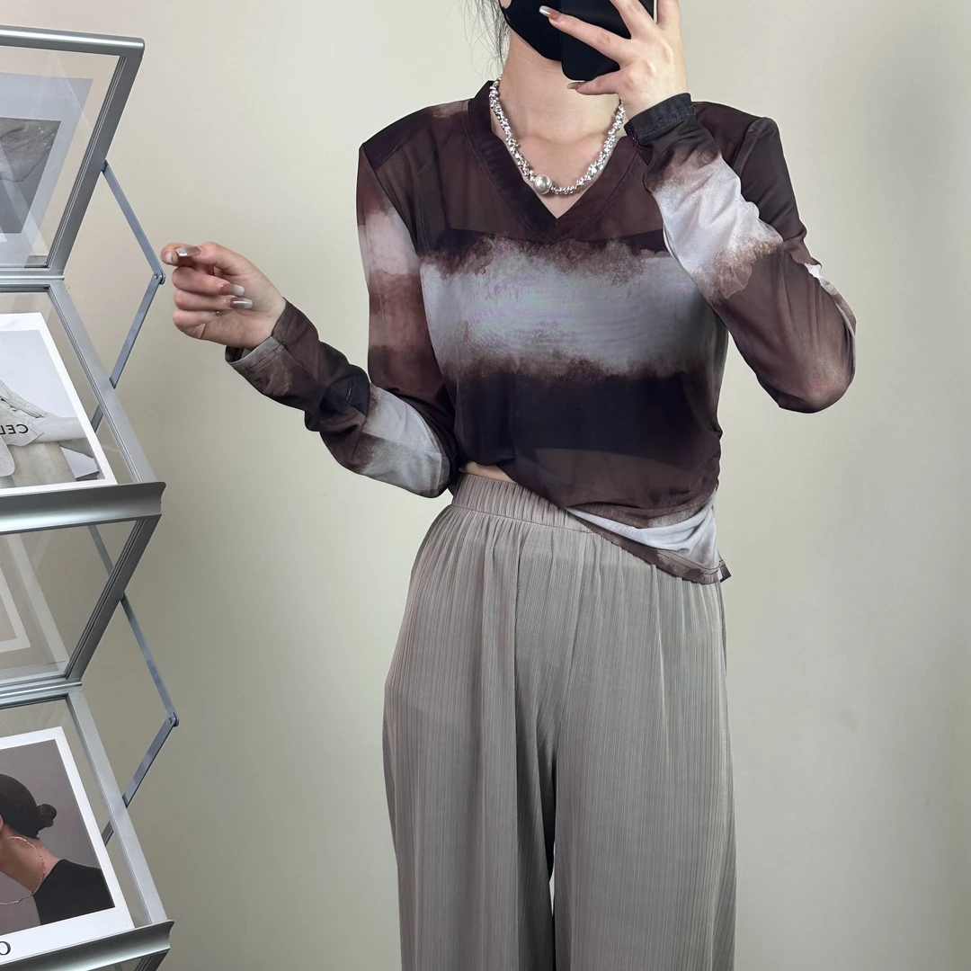 【Q ing原创】2023夏季新款复古扎染薄款防晒长袖遮肉显瘦上衣