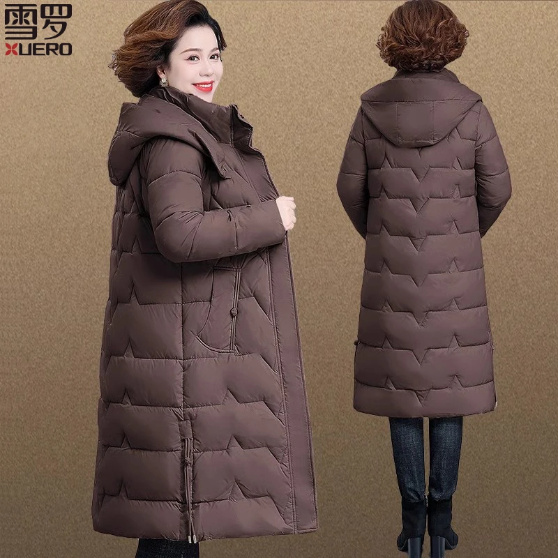 妈妈冬装长款新款大码中老年冬季外套女时尚保暖棉服200斤