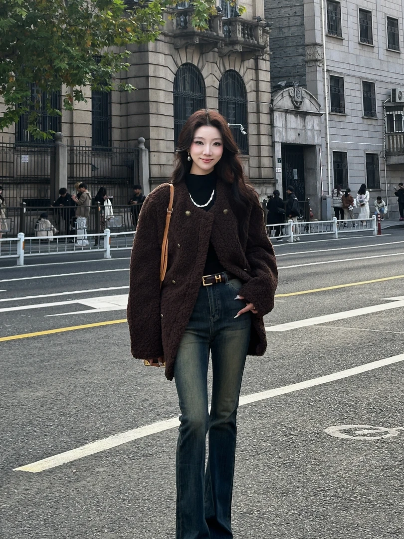 【软糯塌塌毛外套】高级感慵懒风气质百搭显瘦中长款外套76509