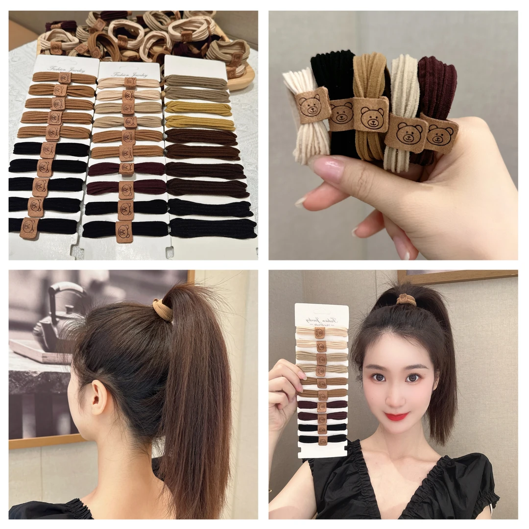 网红小熊款加粗高弹力扎马尾头绳气质不伤发无痕发圈百搭简约耐用