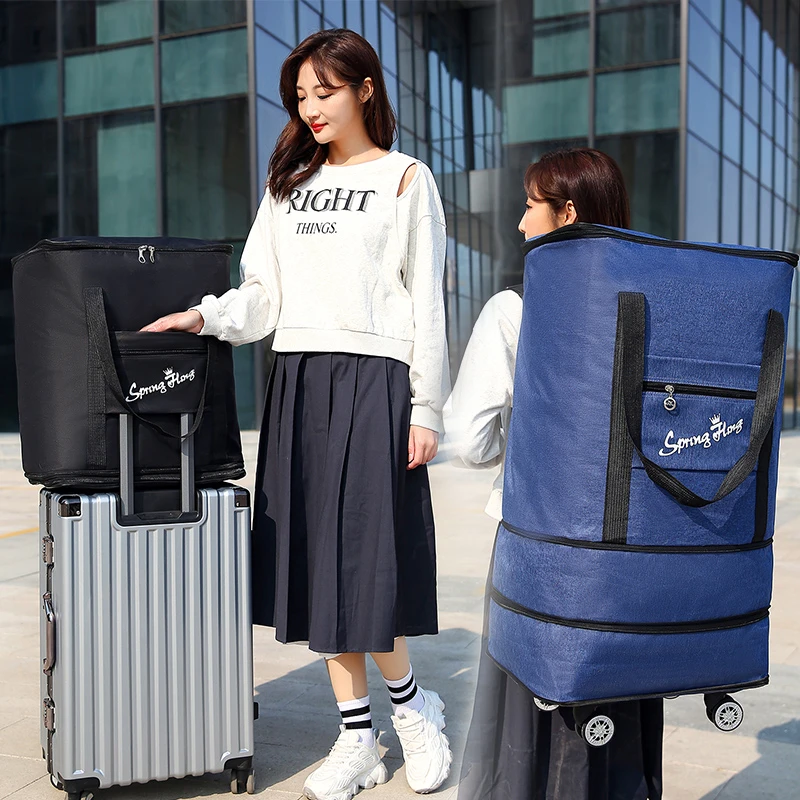 旅行包万向轮行李袋双肩背无拉杆特大容量搬家住校外出折叠便携