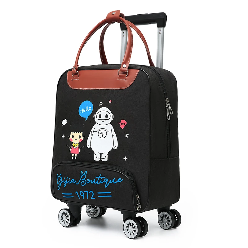 卡通时尚拉杆包旅行包大容量万向轮短途出差旅游防水牛津布行李袋