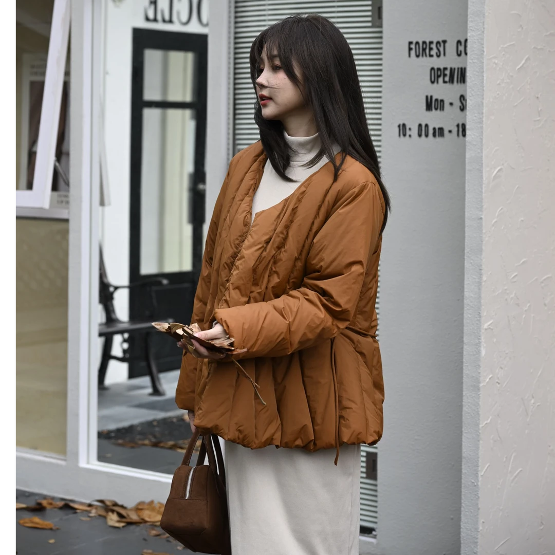 薄荷鸭羽绒服双磁吸扣系带款时尚百搭秋冬韩版九零绒羽绒服B1