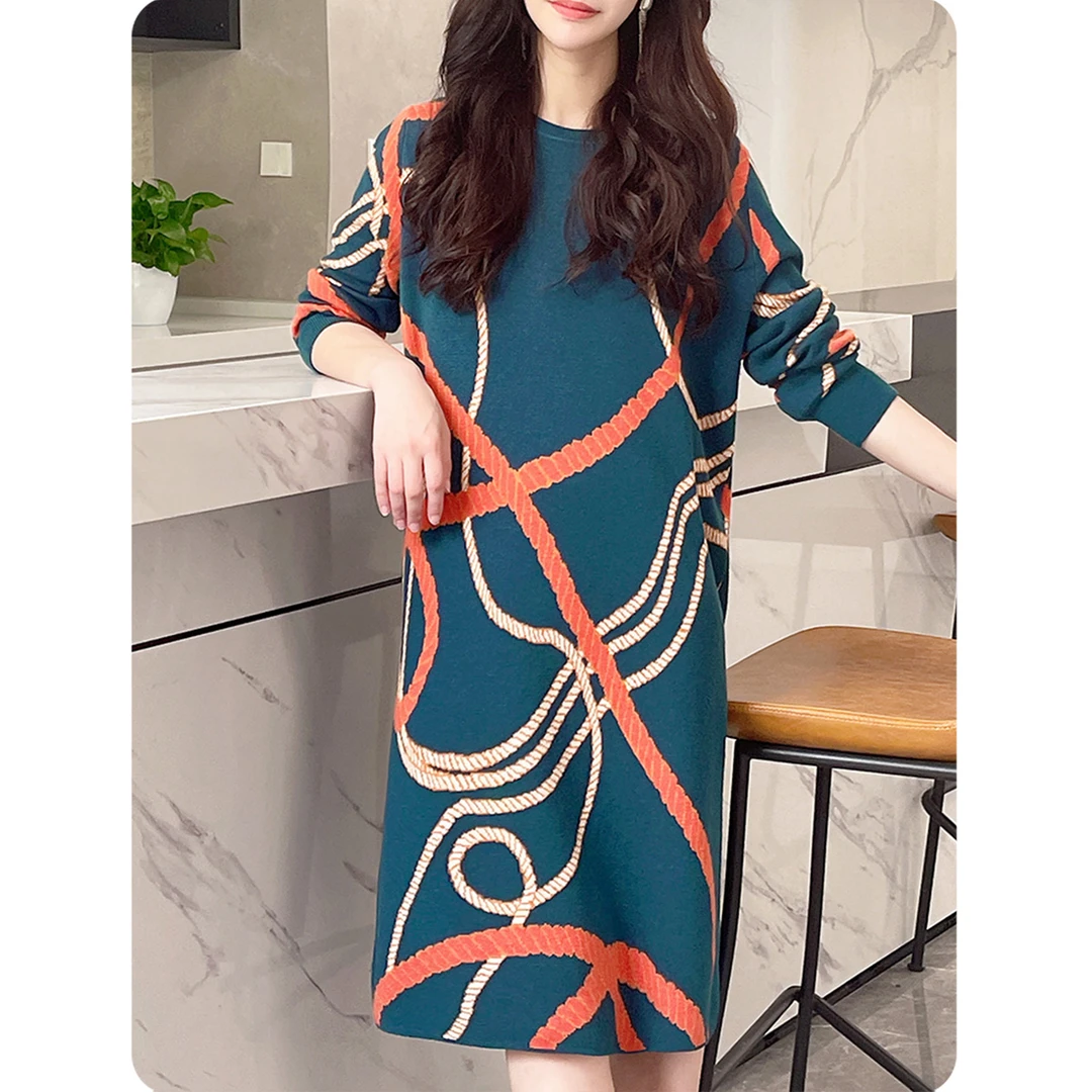 [TL13]飘扬宽松女士毛衣裙显瘦轻奢大码女装23L01116