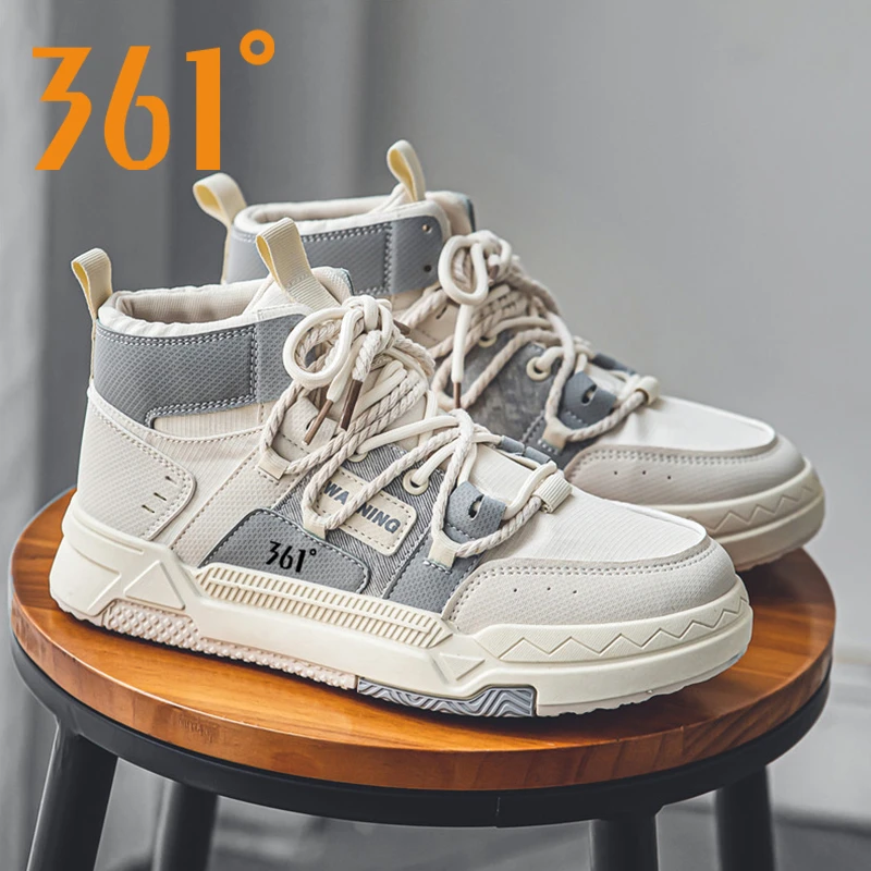 361°度高帮男鞋秋季百搭休闲复古板鞋学生运动防滑增高小白潮鞋