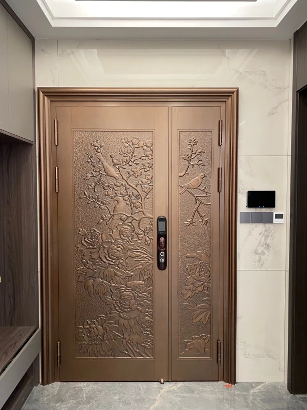 子母门仿铜门全铝精雕大门
