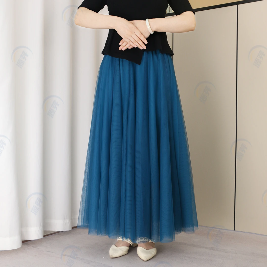 2024拼接网纱裙垂感半身裙720度大摆裙三层A字显瘦半身裙高腰裙子