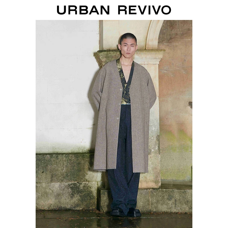 UR2024秋季新款男装干净感气质简约插兜廓形大衣UMF140039