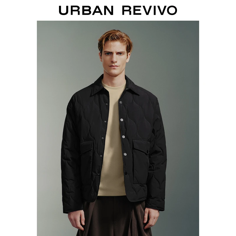 UR2024冬季新款男装时尚休闲图案绗缝双口袋羽绒服UMM140003
