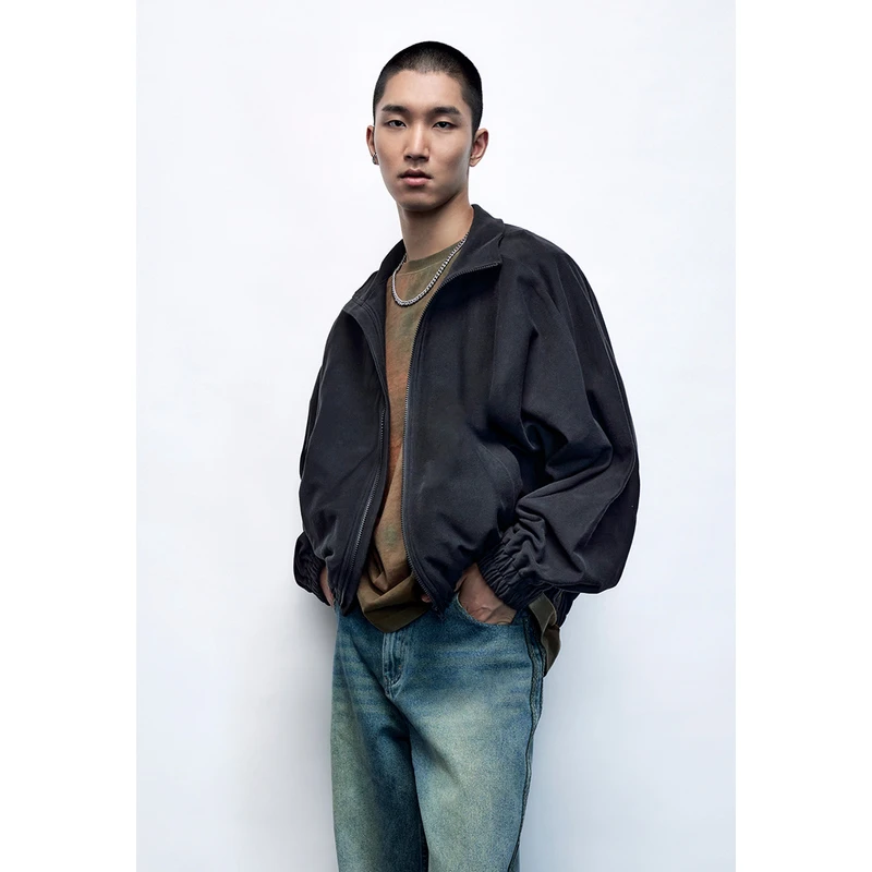 UR新款男装潮牌高街超宽松休闲感立领夹克外套UML130022