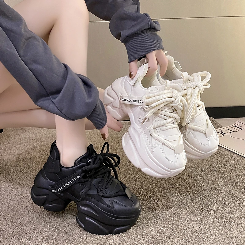 网红小个子增高厚底老爹鞋女2023秋季学生显瘦松糕百搭休闲运动鞋