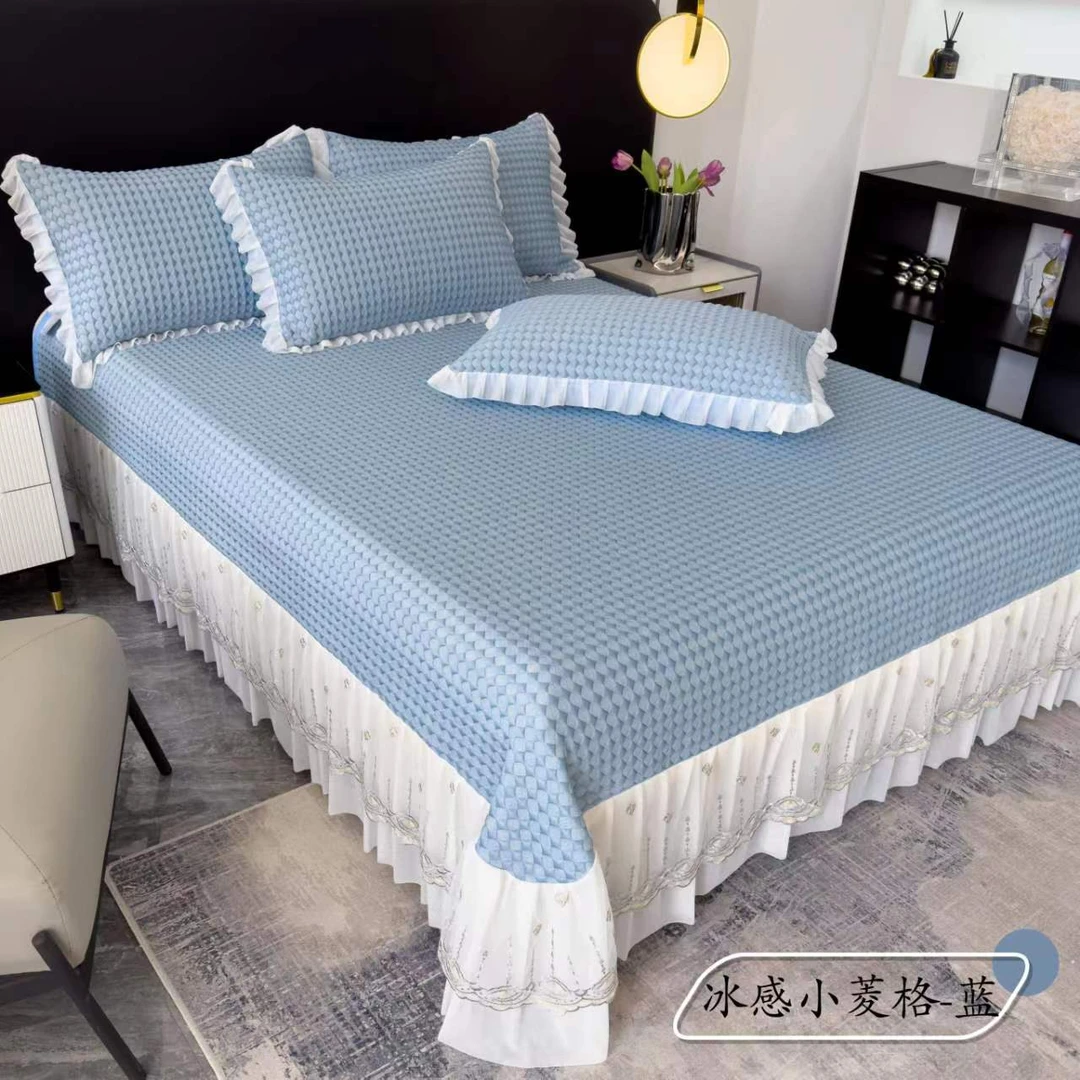 A类高分子凉感凉席三件套冰豆豆床裙款可机洗床笠防滑床上用品