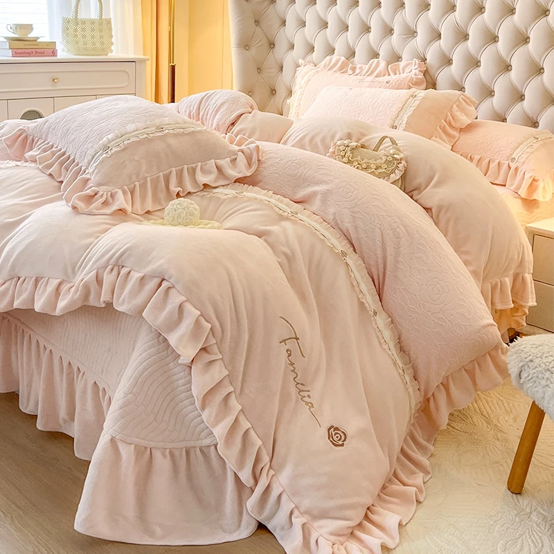 乐朵家居2024新款设计款版权莫奈牛奶绒床单款床盖款四件