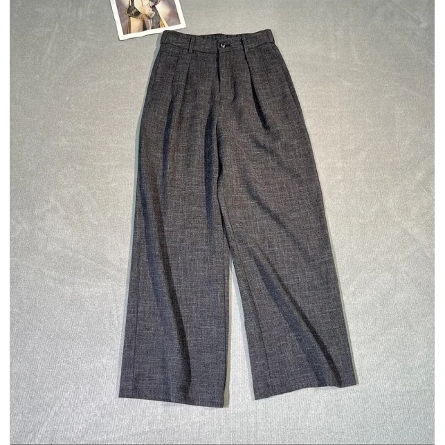 Q9679洒脱步调花砂质感高腰美式高街休闲阔腿裤9679