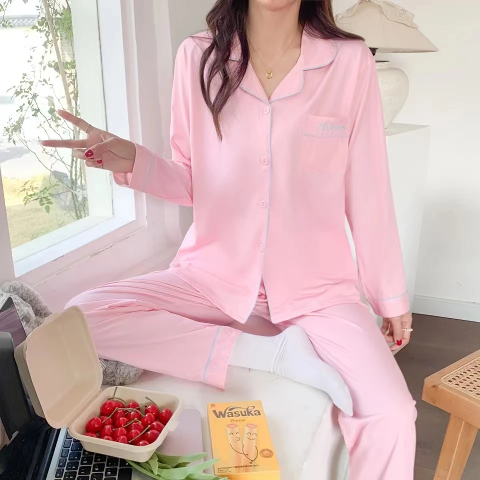 睡衣女套装春夏透气吸汗纯色女士新款时尚家居服套装908