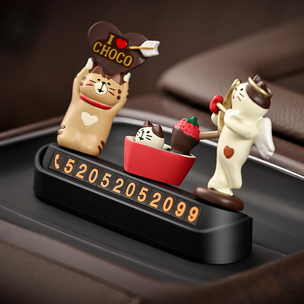 爱神猫汽车临时停车电话号码牌装饰摆件移车卡创意挪车牌车载好物