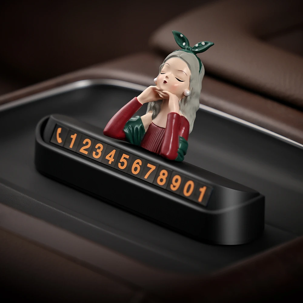 高级感汽车临时停车电话号码牌女车内挪车牌车载摆件内饰用品大全