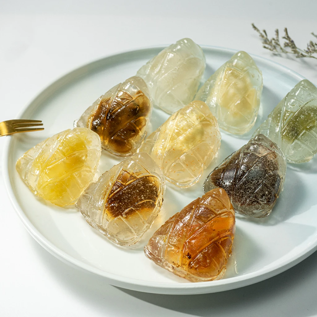 粽乡园端午节送礼透明即食水晶粽礼盒装桂花枸杞味海盐咖啡味冰粽