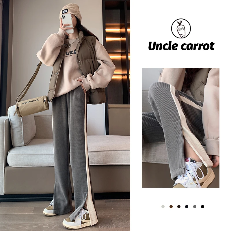 【静姐宠粉】秋冬高腰潮百搭运动裤女小个子阔腿裤休闲裤子FB196