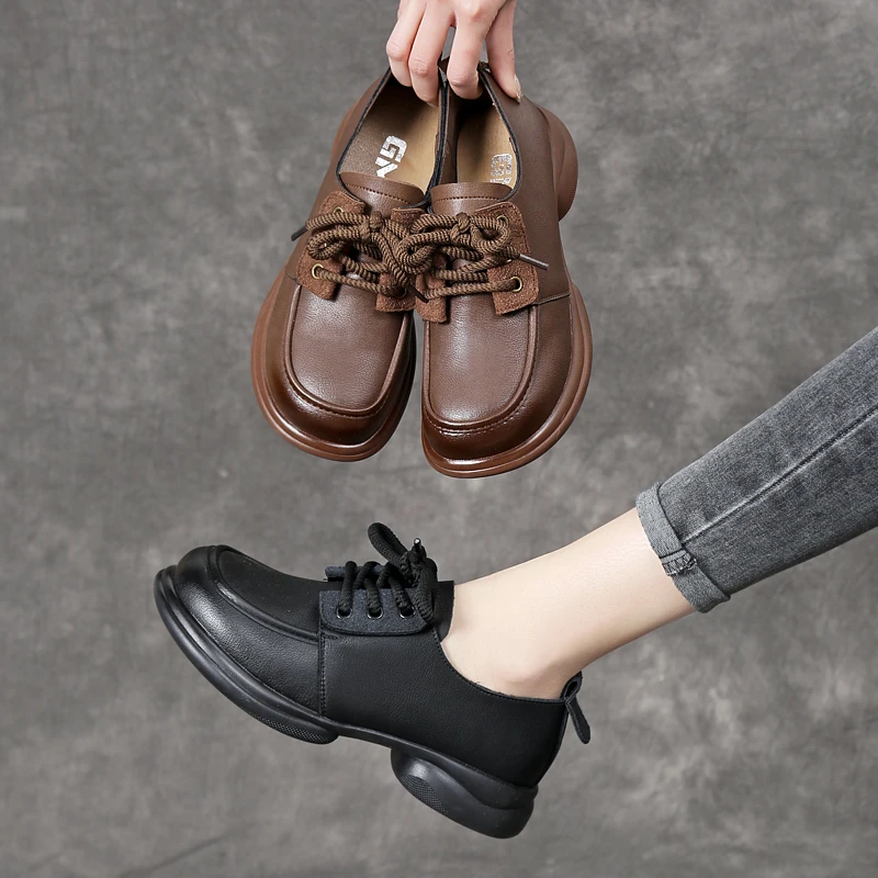 真皮复古小皮鞋女2025年春秋新款平底通勤轻便不累脚职业工作单鞋