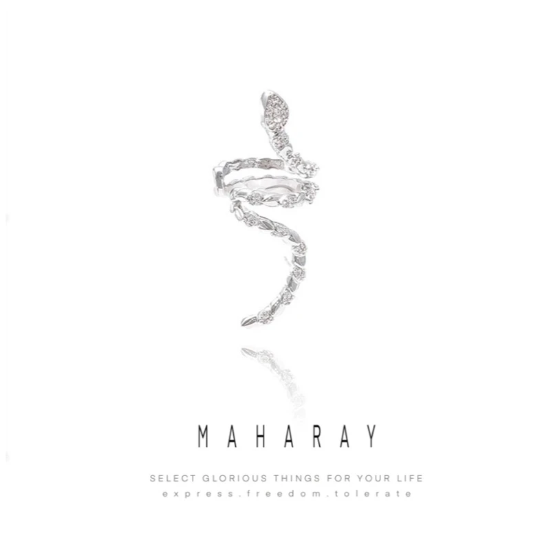 合金仿水晶耳饰 MAHARAY 微镶锆石个性蛇形耳骨夹 无耳洞耳饰小众
