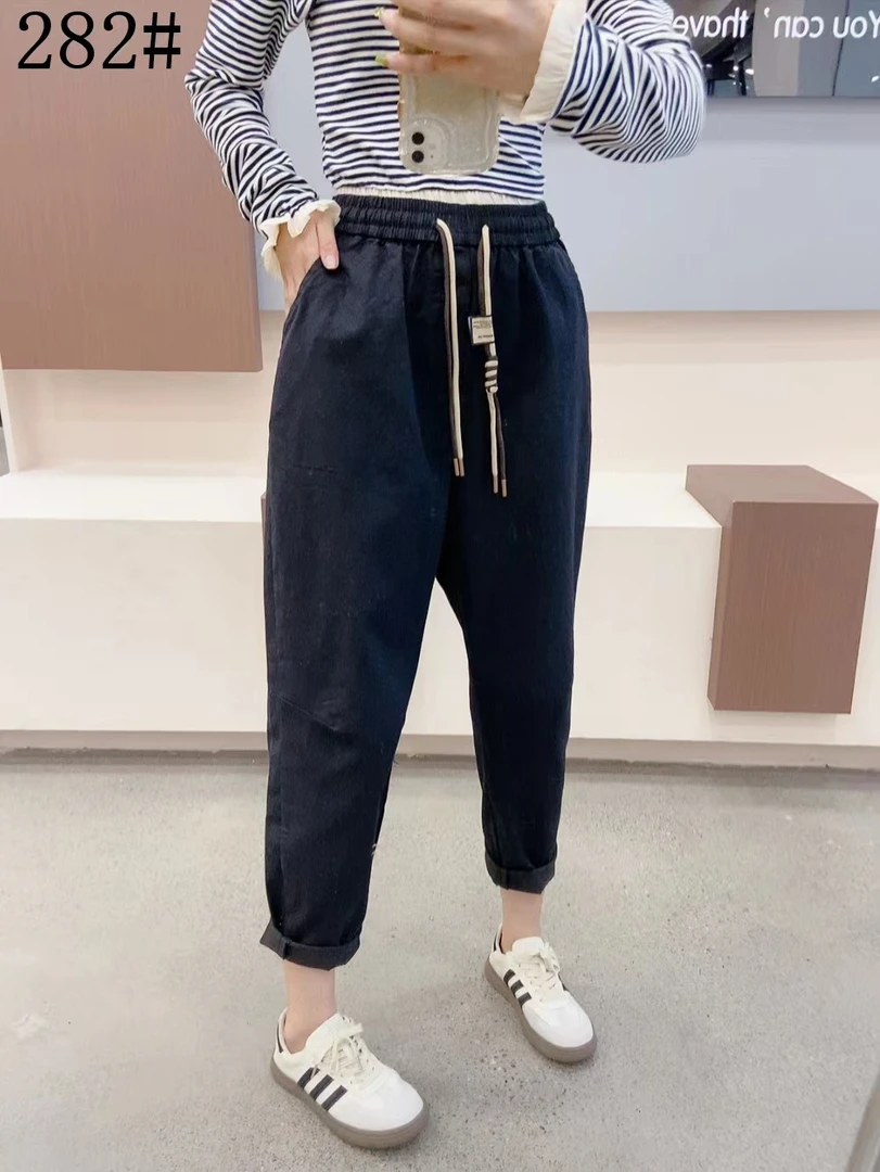 大码黑色哈伦裤女高腰弹力显瘦秋季新款老爹裤烟管宽松萝卜裤子