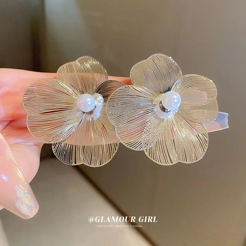 超仙金属花朵耳环小众气质百搭高级感耳饰欧美大气时尚耳钉个性女