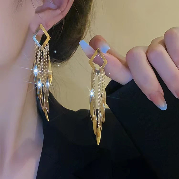 金属流苏耳环欧美长款轻奢高级感女神气质耳饰小众个性夸张耳坠潮