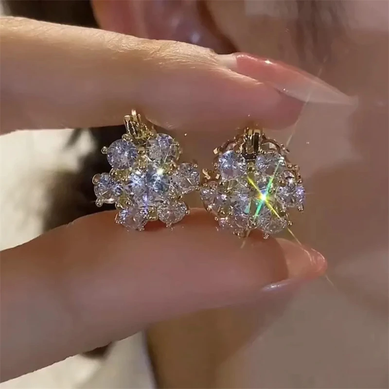 时尚双面花朵轻奢耳扣女网红爆款高级感耳饰气质小众设计耳环女潮