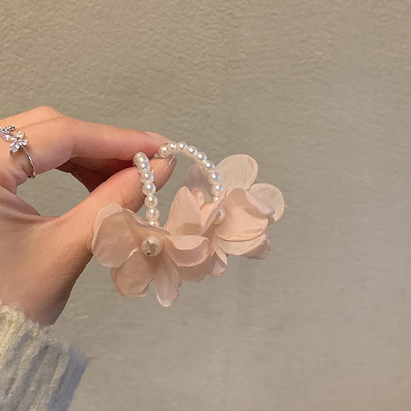 网纱超仙气貌美花朵耳环高级感小众设计耳坠春夏季网红女珠珠耳饰
