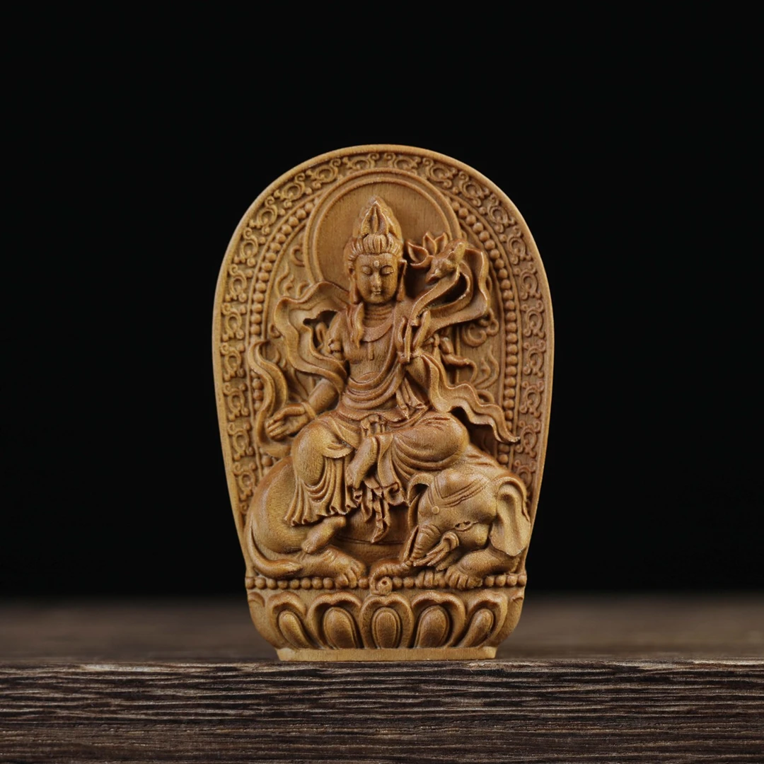 汇安普贤菩萨（龙蛇）印度老山檀老料雕刻挂件【大】9021050617