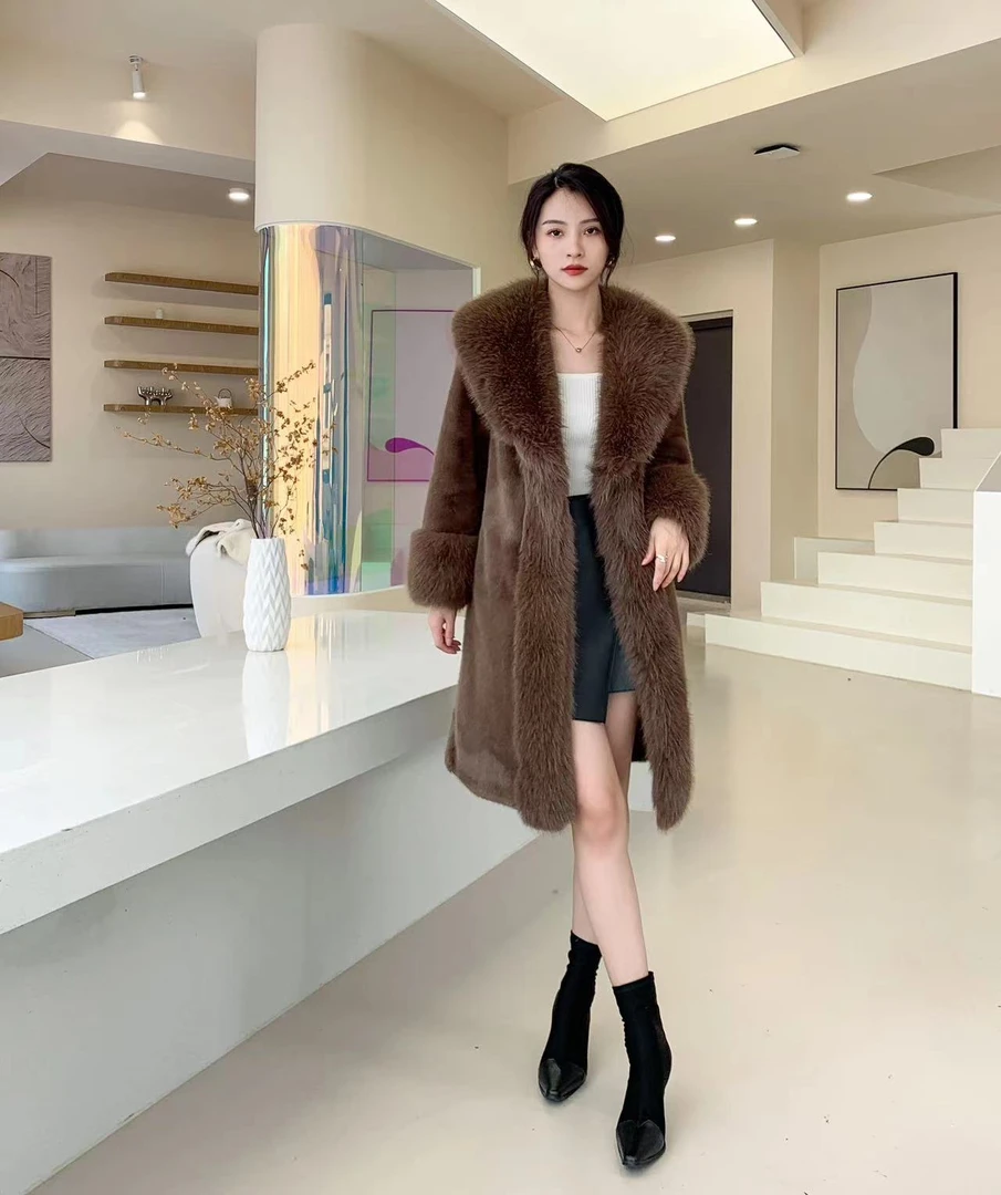 2024年爆款网红同款女装秋冬新款奢华洋气高贵中长款貂外套-399