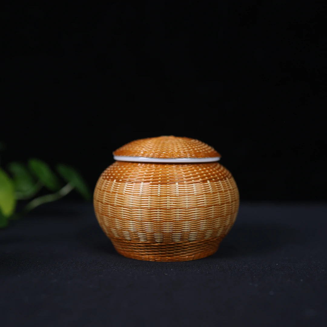 【细物慢造】竹丝花编醒茶罐小号（PY167）