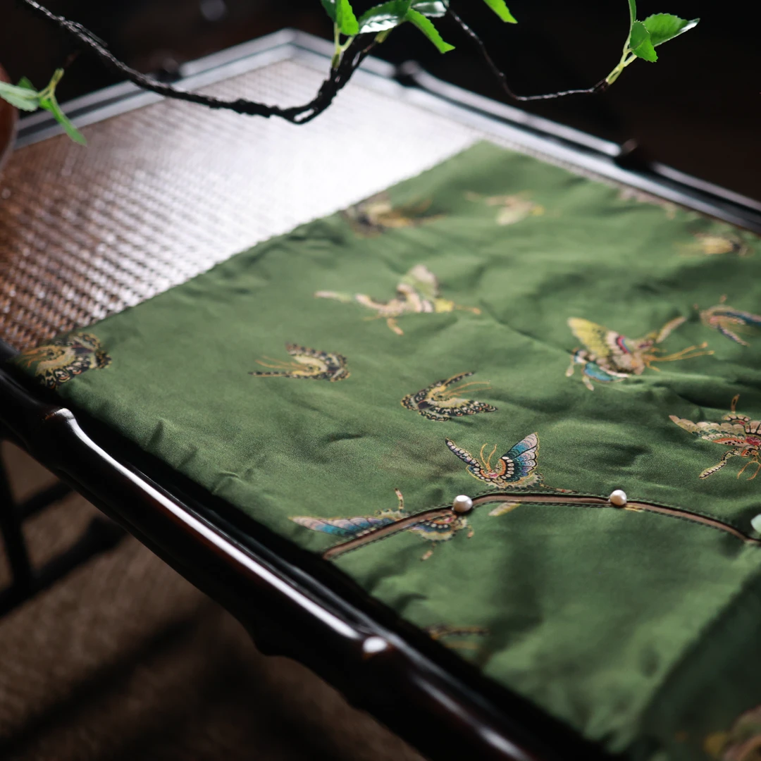 【细物慢造】绿彩蝶珍珠茶垫68*38cm（WGAH029）