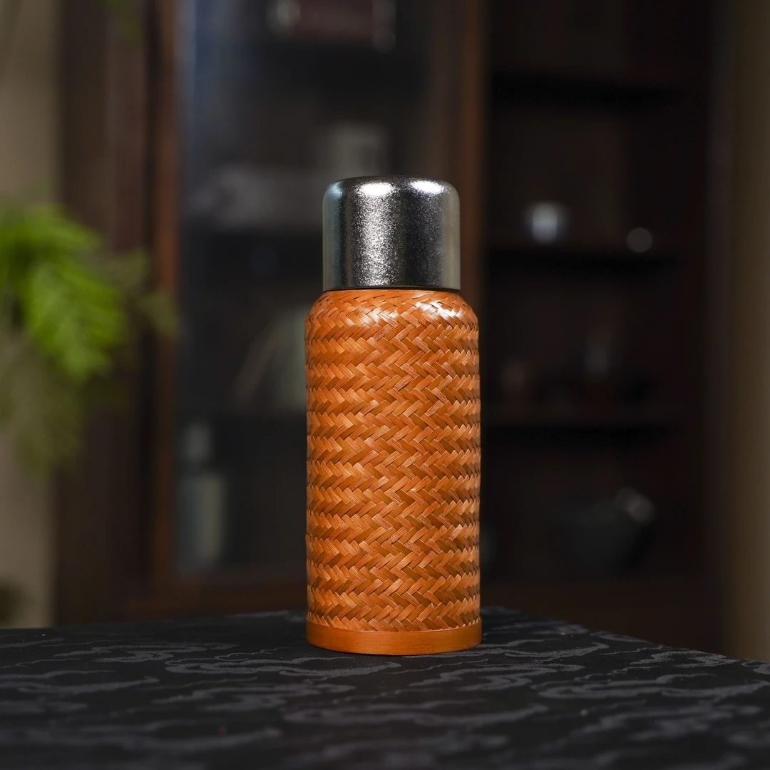 【细物慢造】大漆篾编钛温显保温杯480ml（PY173）