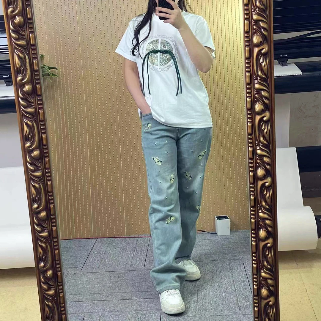 牛仔裤裤子直筒时尚夏季休闲裤蓝色情侣