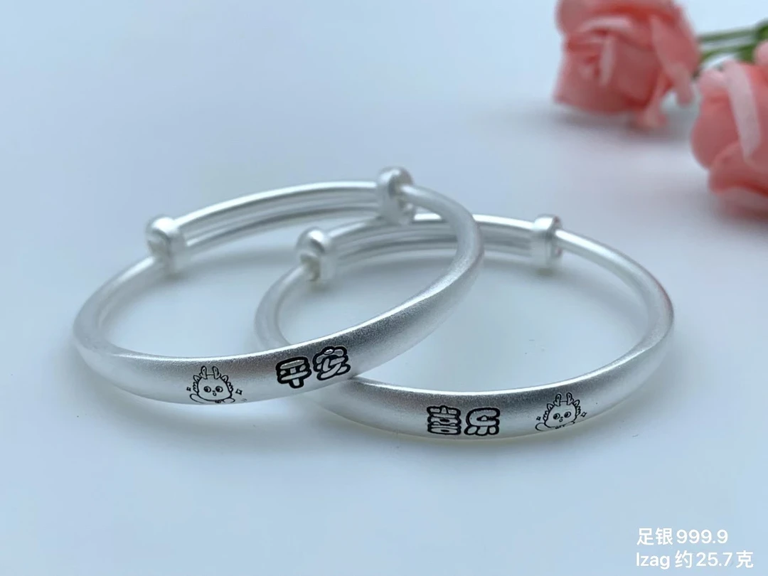 足银银制品 宝宝儿童纯银手镯 足银手镯