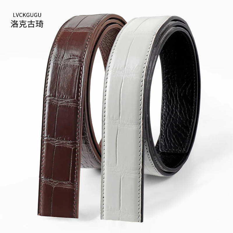 尼罗鳄鱼皮无头带男款无牙无孔带身裤腰带时尚高档百搭皮带真皮