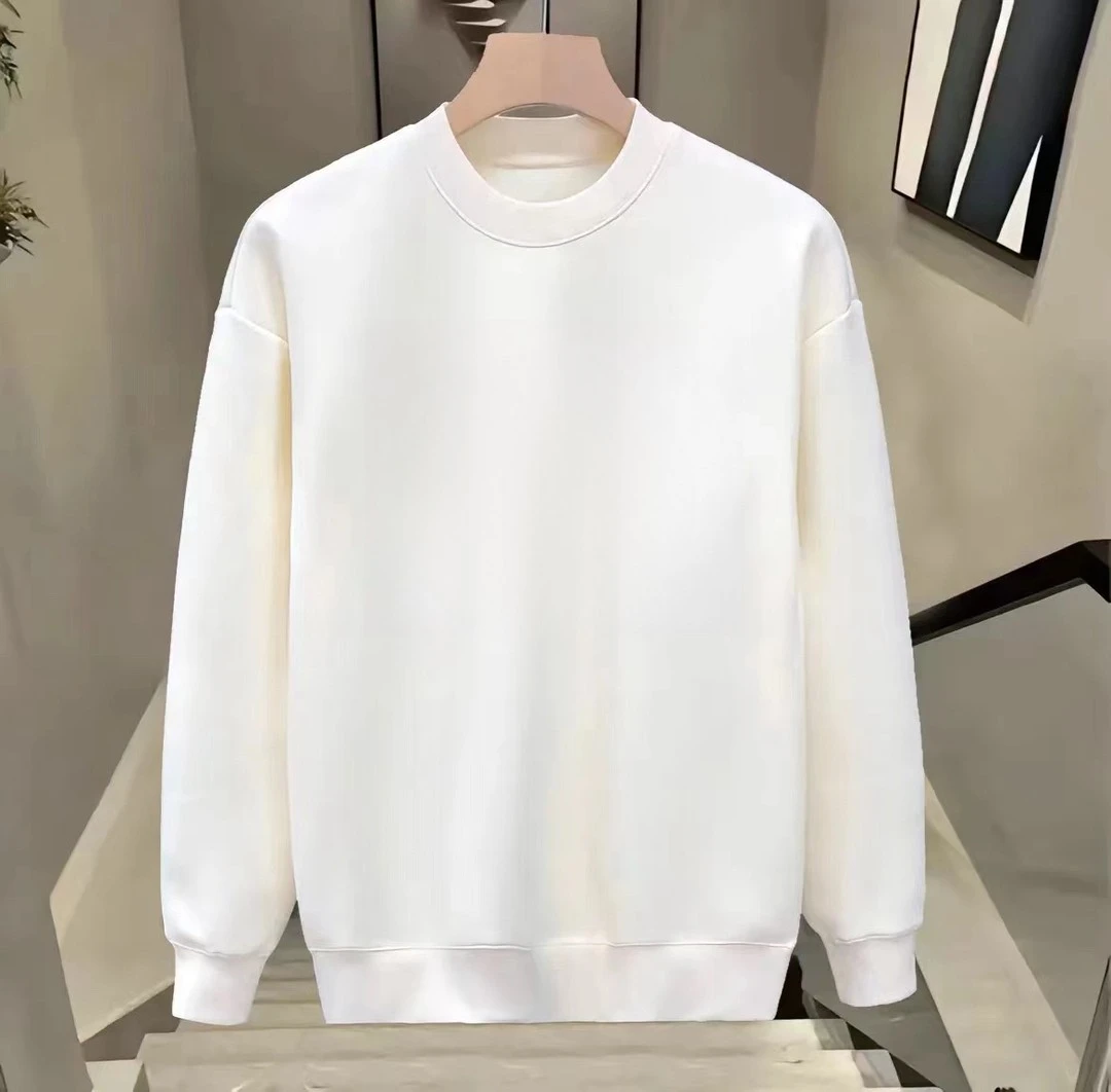 简约纯色内搭加绒卫衣男冬款圆领白色上衣2023新款爆款秋冬季长袖