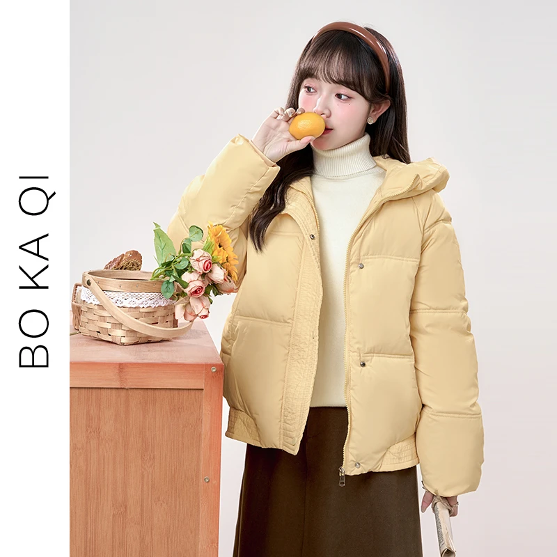 帛卡琪2024春秋新款宽松小个子连帽保暖棉服女时尚短款棉衣外套潮