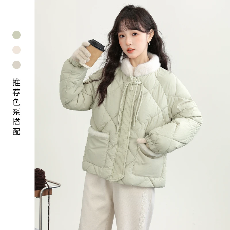 帛卡琪2024冬季新款新中式短款棉服外套女加厚保暖面包服棉袄棉衣